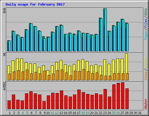 Daily usage for February 2017