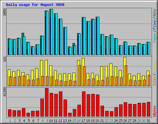 Daily usage for August 2020