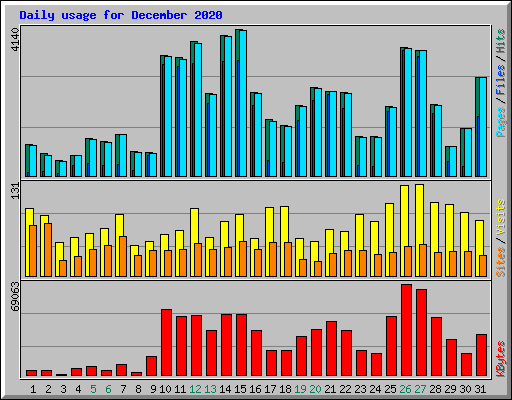 Daily usage for December 2020