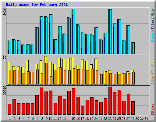 Daily usage for February 2021