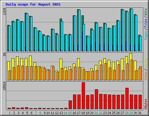 Daily usage for August 2021