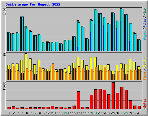 Daily usage for August 2022