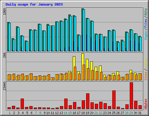 Daily usage for January 2023