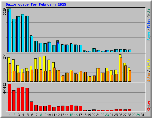 Daily usage for February 2025