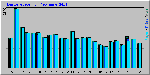 Hourly usage for February 2019