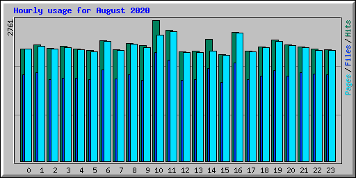 Hourly usage for August 2020